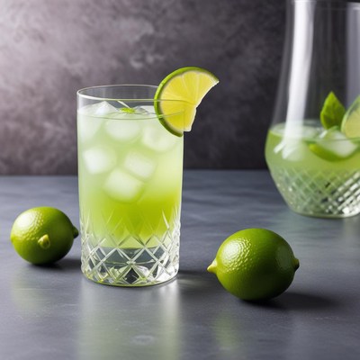 Refreshing green drink served with fresh lime