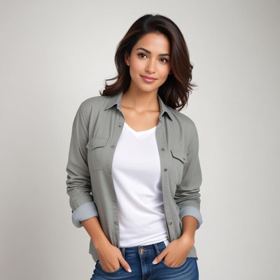 Young woman posing in casual outfit with a confident smile