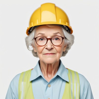 Experienced woman in hard hat and safety vest