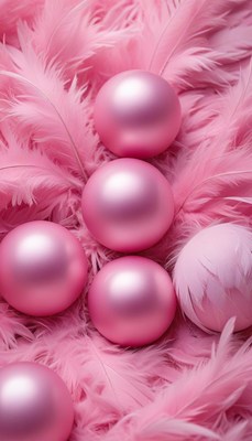 Elegant pink feathers and shiny ornaments for decoration