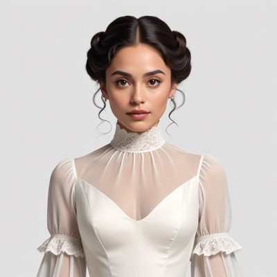 Elegant woman in white dress with soft hairstyle