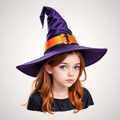 Child in a purple witch hat for halloween celebration