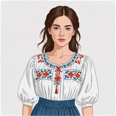 Young woman in traditional dress with floral embroidery