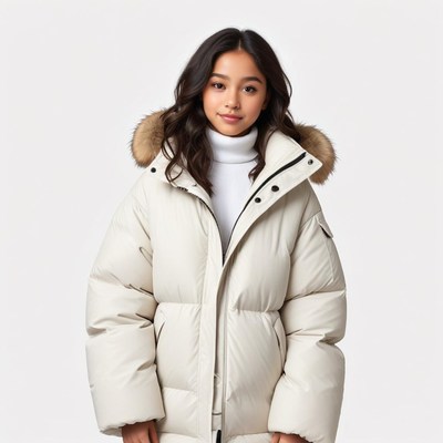 Winter outfit with stylish puffer coat and turtleneck