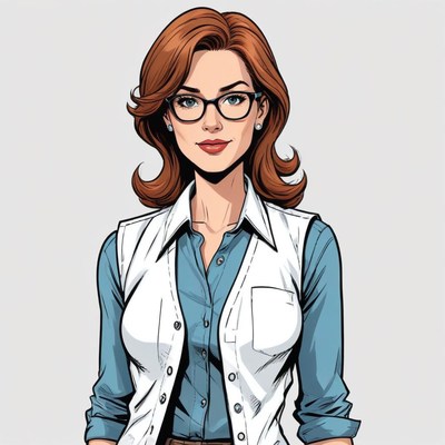 Professional woman in stylish outfit with glasses