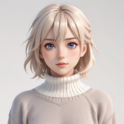 3d animated character with stylish hairstyle and blue eyes