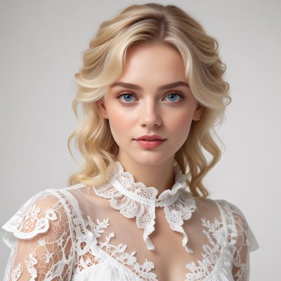 Beautiful woman in white lace dress with elegant hair