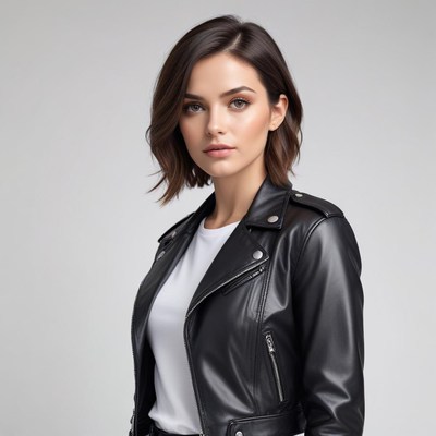 Stylish portrait of a woman in a leather jacket