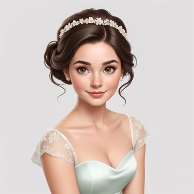 Young woman in soft blue dress with floral headband