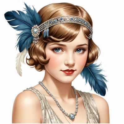 Elegant young woman in 1920s fashion with feathers