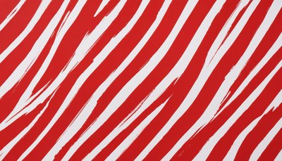 Red and white abstract design with bold stripes