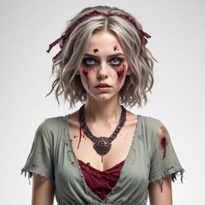 Spooky character in eerie makeup and costume