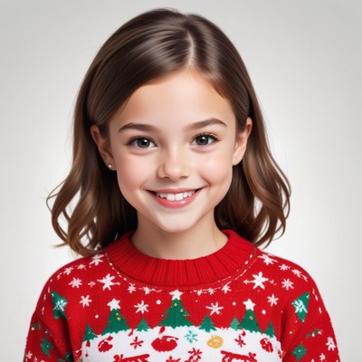 Smiling child in christmas sweater during holiday season