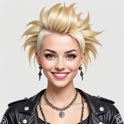 Stylish punk hairstyle with bright blonde spikes