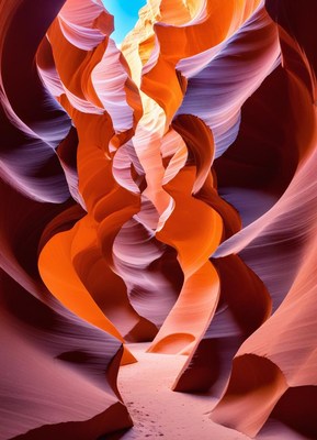 Stunning rock formations in antelope canyon walk