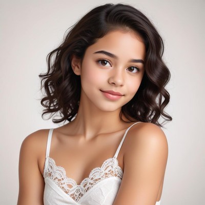 Young woman in lace camisole