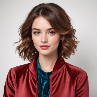 Young woman with stylish hair wearing a red jacket