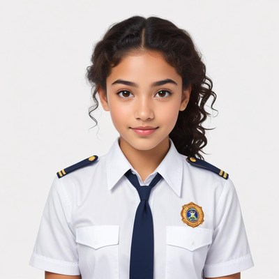 Young student dressed as a police officer for school event