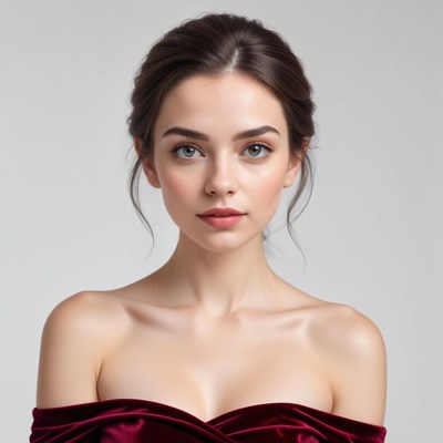 Young woman in elegant attire with natural makeup