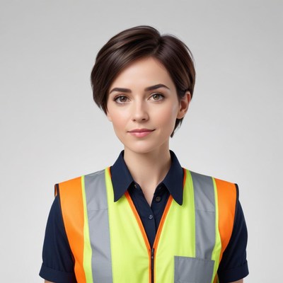 Professional worker wearing safety vest indoors