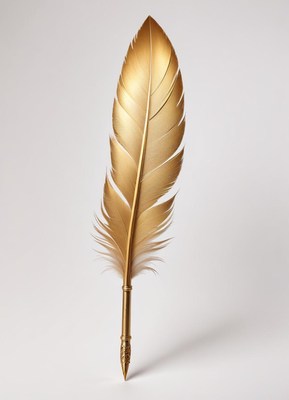 Elegant golden feather quill for writing