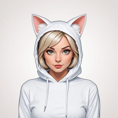 Young woman wearing a cat ear hoodie with blonde hair