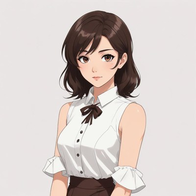 Young woman in a blouse with shoulder-length hair