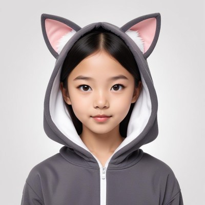 Cute child wearing animal-themed hoodie with ears