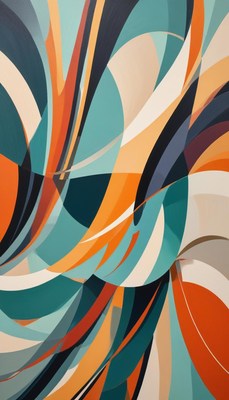 Colorful abstract mural in urban setting