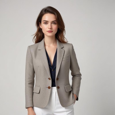 Professional woman in elegant outfit showcasing style