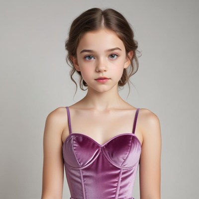 Young girl in a purple dress posing for a portrait