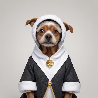 Cute dog dressed in stylish hooded outfit