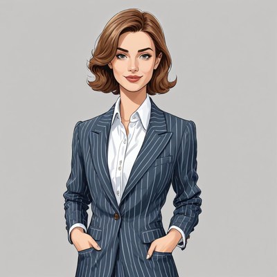 Confident woman in a stylish pinstriped suit
