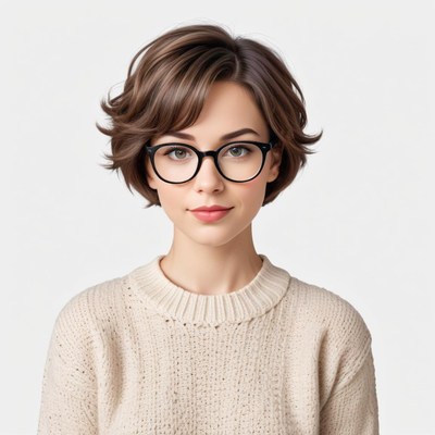 Young woman with glasses wearing a sweater indoors