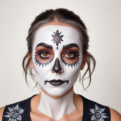 Woman with sugar skull makeup for celebration