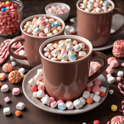 Warm hot chocolate with marshmallows on a cozy table