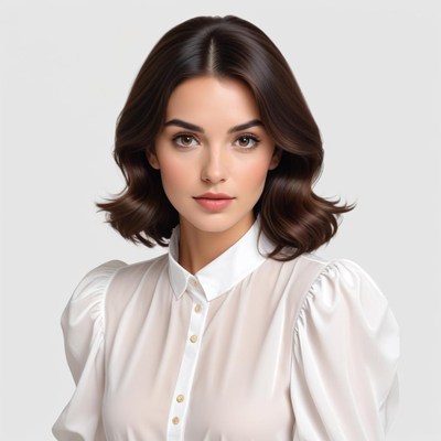 Young woman with elegant hairstyle wearing blouse