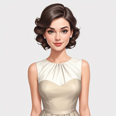 Portrait of a woman in a elegant dress with soft curls