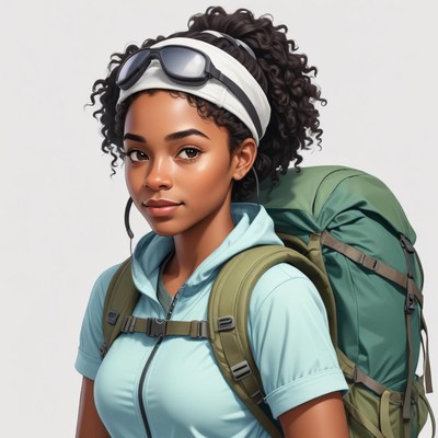Young woman prepares for a hiking adventure outdoors