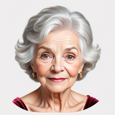 Elderly woman with gray hair portrait