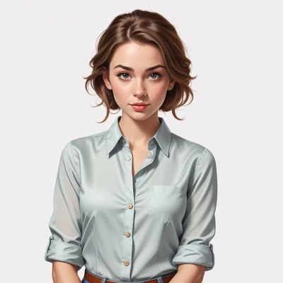 Portrait of a young woman in a light shirt