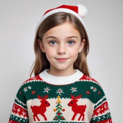 Child in festive holiday sweater