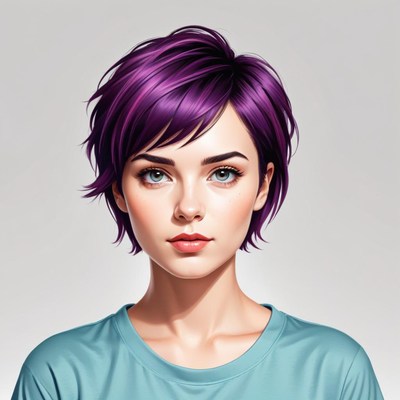 Young woman with purple hair