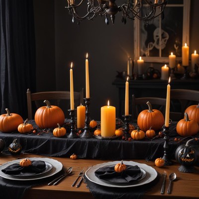 Elegant autumn pumpkin table setup