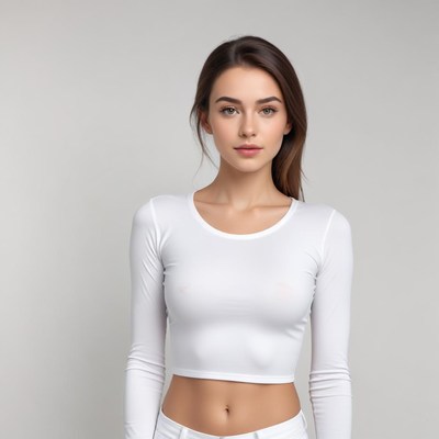 Model posing in white clothing