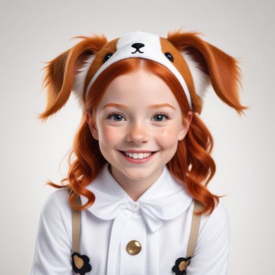 Happy girl in dog costume