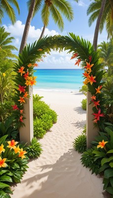 Tropical pathway to the beach
