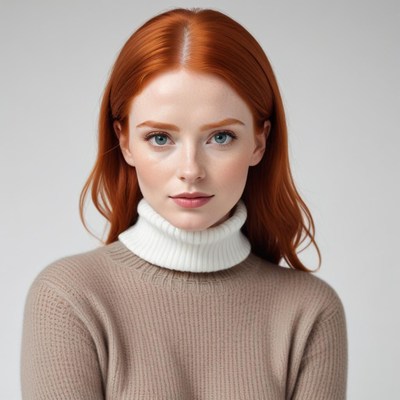 Red-haired woman in cozy sweater