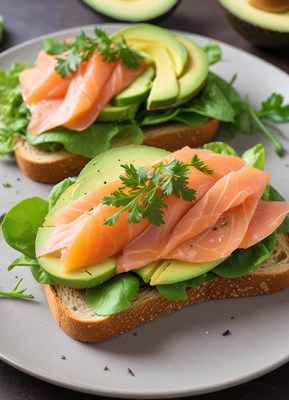 Healthy salmon avocado toast delight