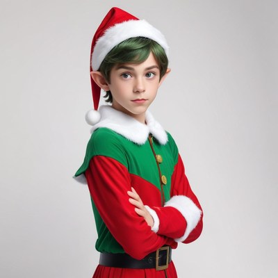 Young elf in festive outfit